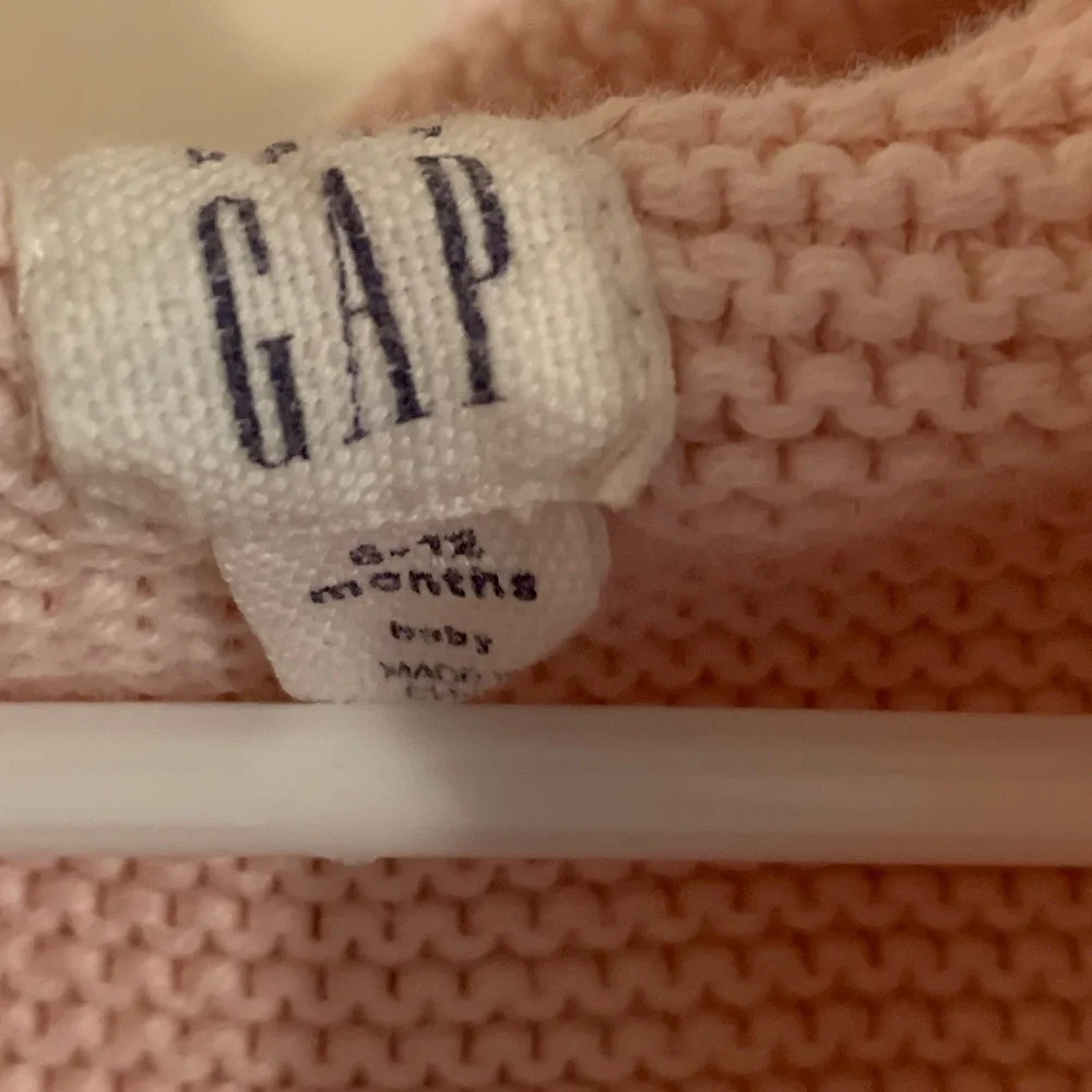 Baby gap knit crochet pink sweater bear ears buttons pockets 6-12 months